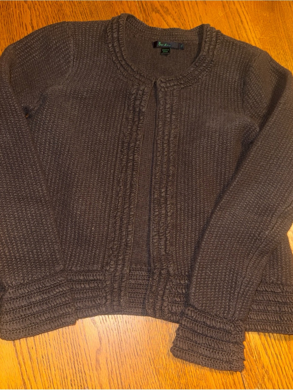 Boden Brown Textured Knit Cardigan